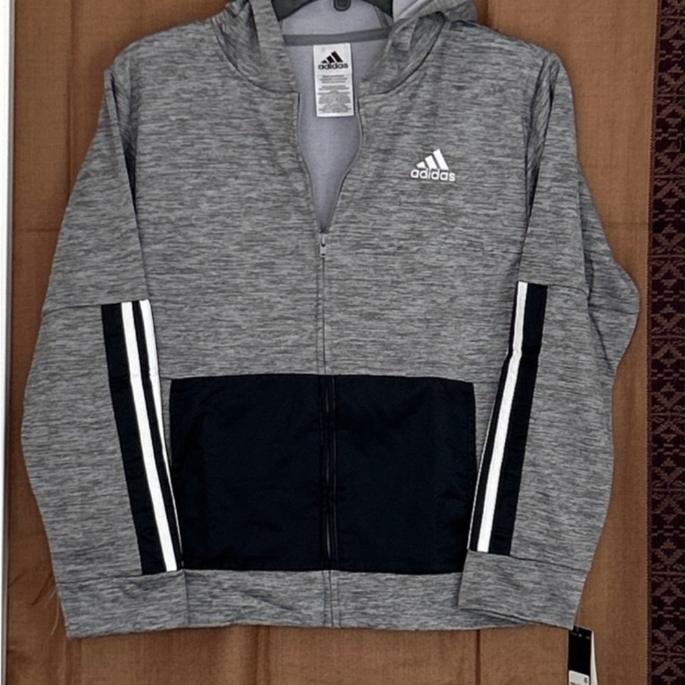 Adidas Kids Gray Jacket with Black Accents